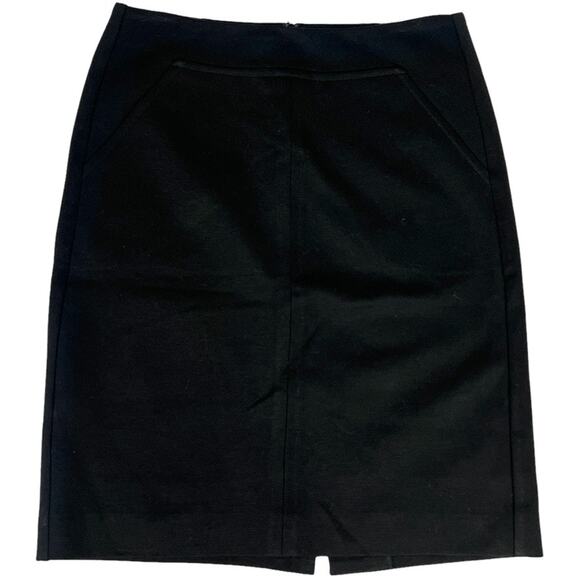 Trina Turk Pencil Skirt Solid Black Back Zip Straight‎ Vented Career Women's 0 - Picture 1 of 11